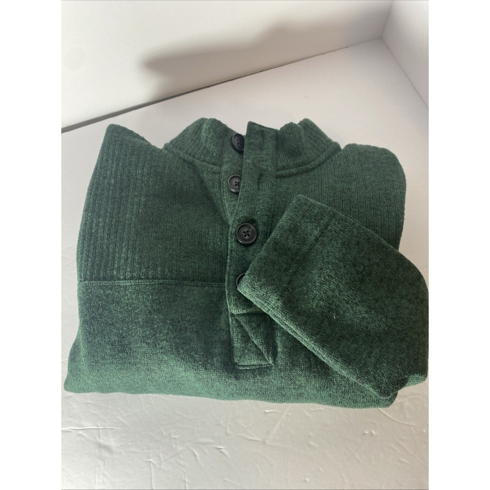 Aspen Sweater Mens Large Green Long Sleeve Nordic‎ 1/4 PULLOVER BUTTON UP I1